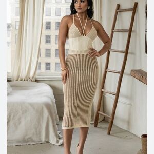 JLUX Elegant Vibrant Orange Knit Two Piece Set